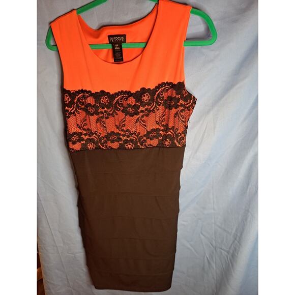 Enfocus Petite Orange and Black Knee Length Dress - Picture 3 of 4